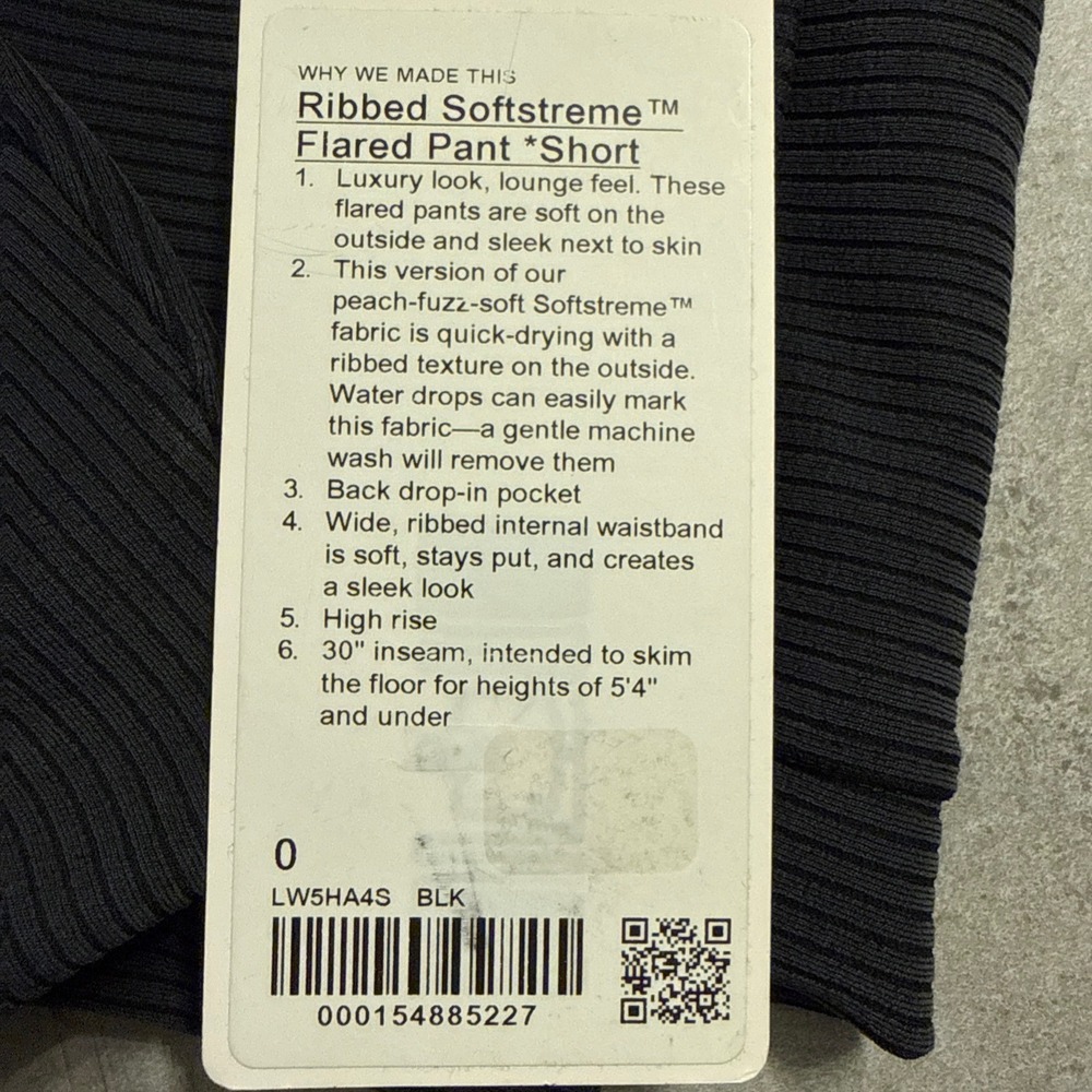 lululemon Ribbed Softstreme Flared Pant Short Womens 0 Black New High Rise 30" - Picture 10 of 12